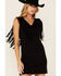 Image #2 - Idyllwind Women's Lady Bird Faux Suede Fringe Muscle Sleeve Mini Dress, Black, hi-res