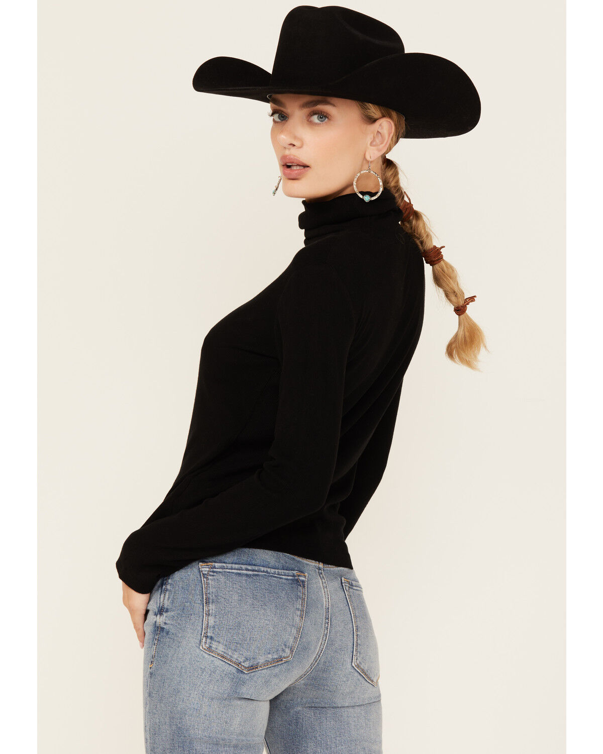 Image #4 - Miss Me Women's Lightweight Layering Turtleneck Shirt, Black, hi-res