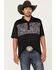 Image #1 - RANK 45® Men's Linear Geo Print Short Sleeve Polo Shirt, Black, hi-res