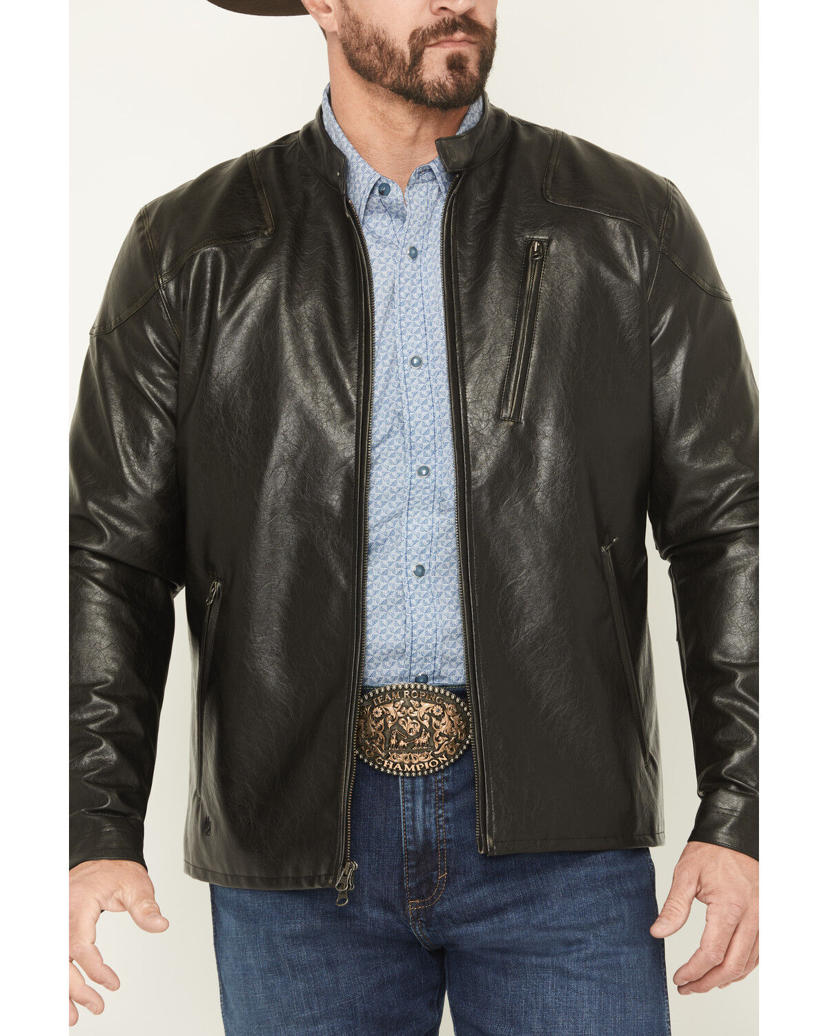 Image #3 - Moonshine Spirit Men's Faux Leather Moto Jacket, Black, hi-res