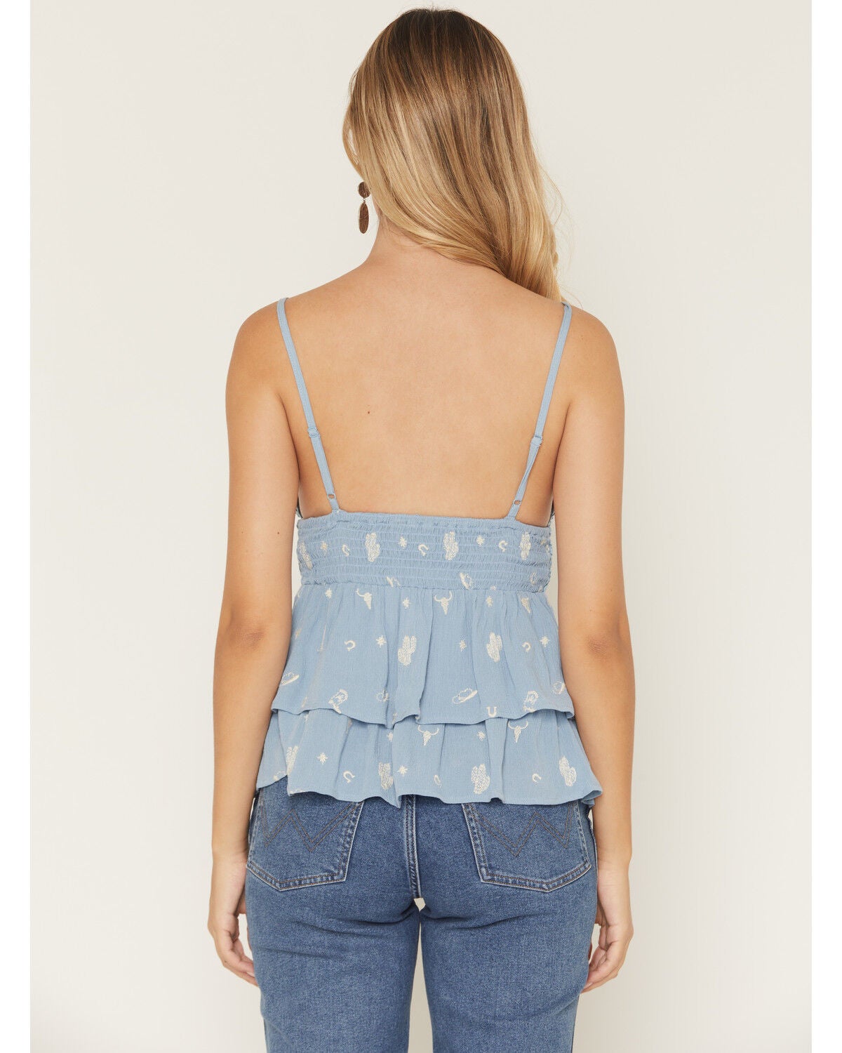 Image #4 - A.T.A.P. Women's Crochet Embroidered Sleeveless Tank Top, Blue, hi-res