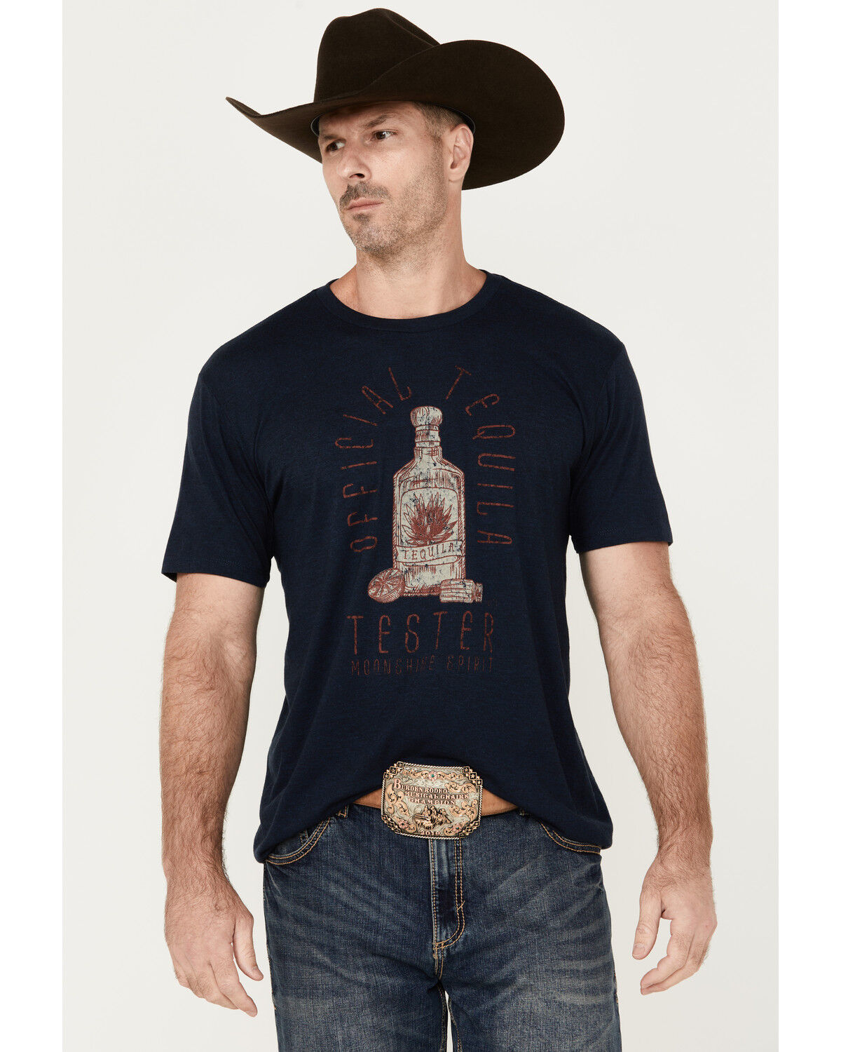 Image #1 - Moonshine Spirit Men's Tequila Tester Short Sleeve Graphic T-Shirt, Navy, hi-res