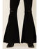 Shyanne Women's Mid Rise Super Flare Frayed Hem Stretch Jeans, Black, hi-res