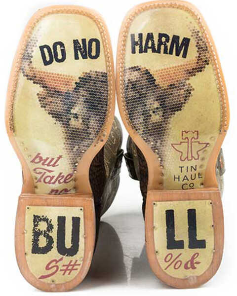 Image #2 - Tin Haul Take No Bull Western Boots - Broad Square Toe, Brown, hi-res