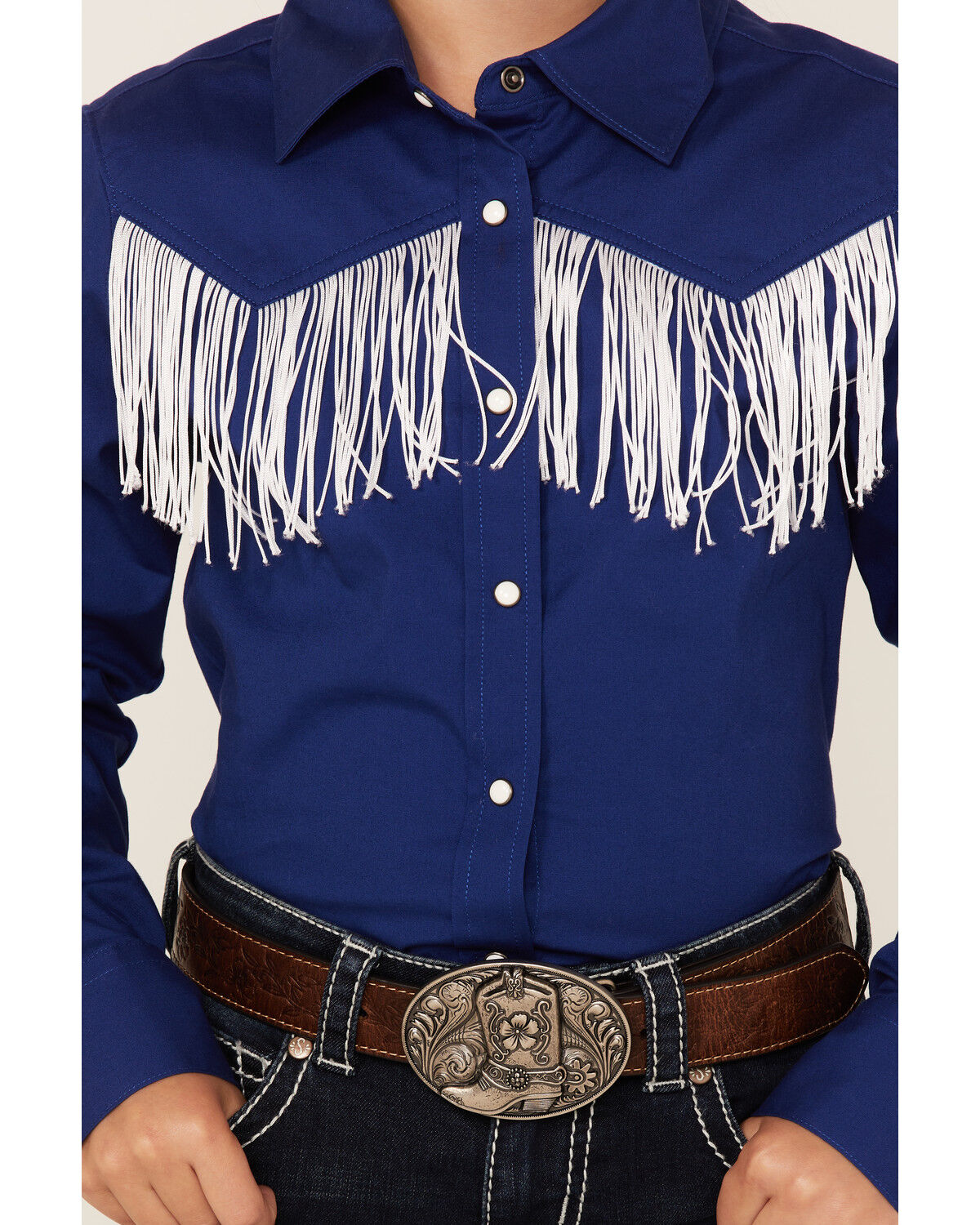 Image #2 - Shyanne Girls' Fringe Long Sleeve Western Snap Shirt, , hi-res