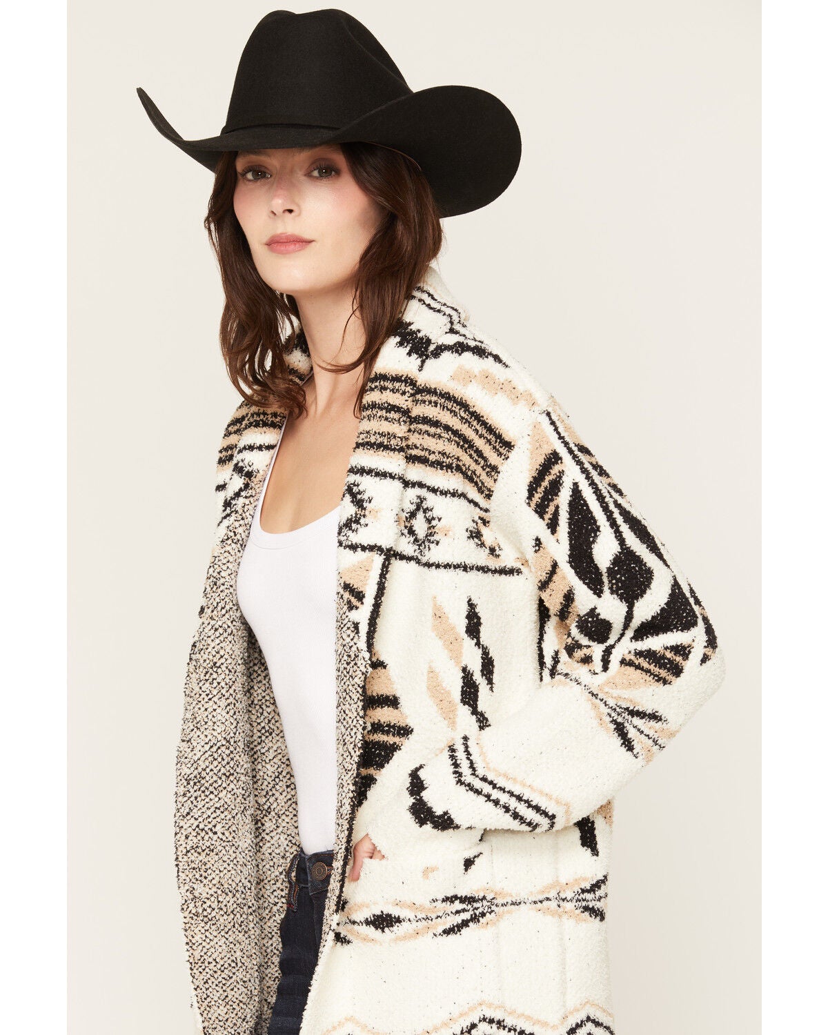 Image #2 - Idyllwind Women's Teddy Southwestern Print Cardigan, Cream, hi-res