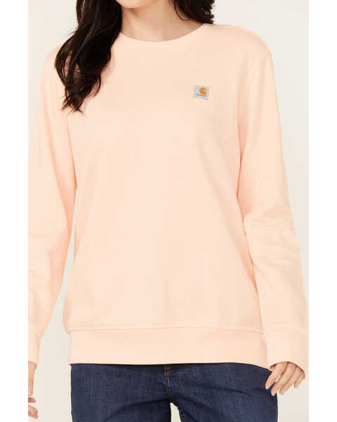 Image #3 - Carhartt Women's Relaxed Fit Midweight Crew Neck Sweatshirt , Peach, hi-res