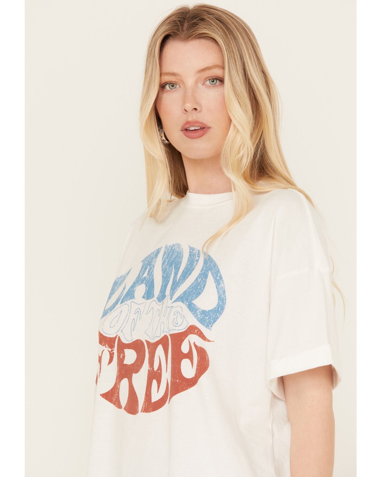 Product Name Girl Dangerous Women's Land of the Free Boyfriend Graphic Tee