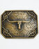 Image #1 - Cody James Scroll Work Long Horn Belt Buckle, Gold, hi-res