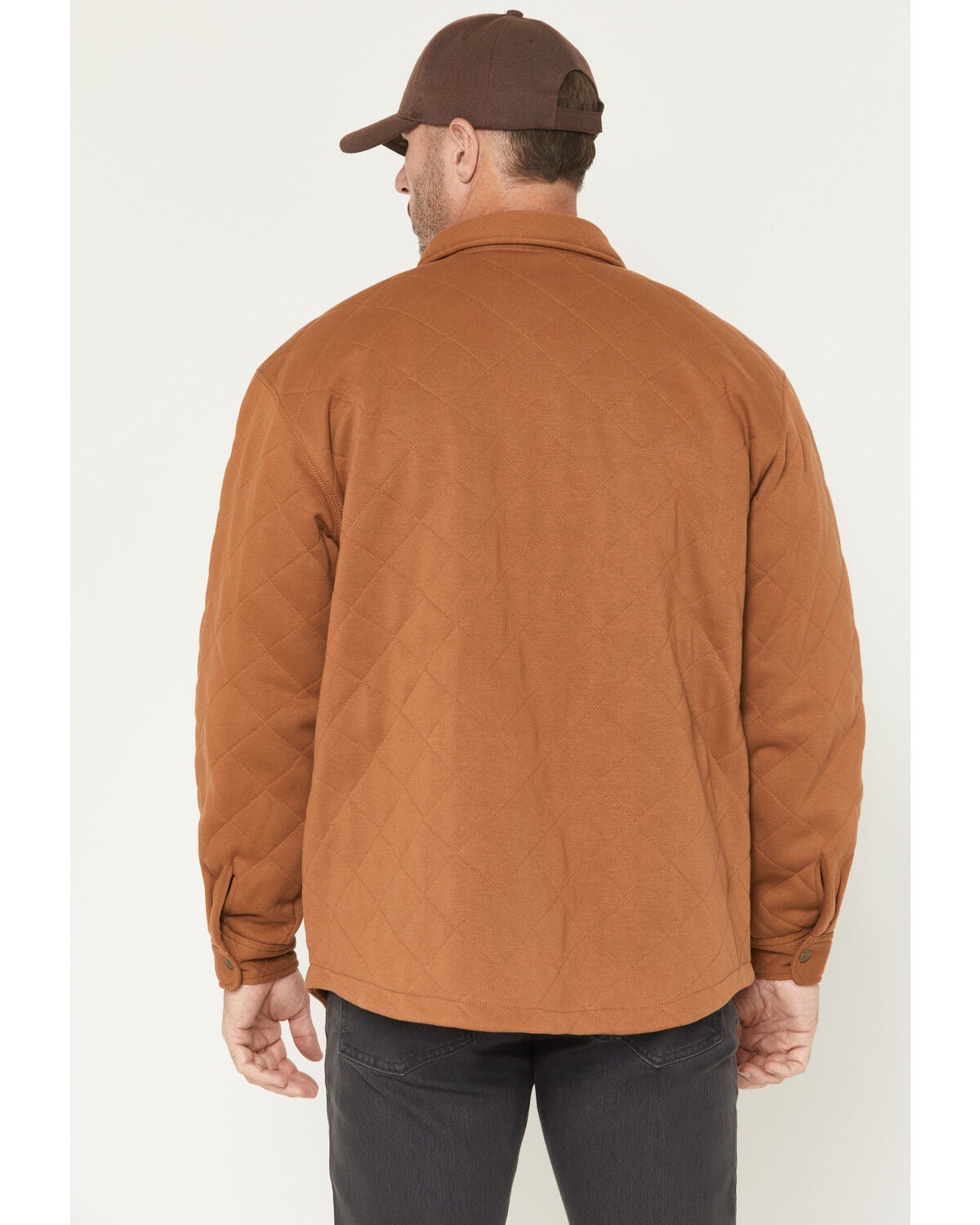 Image #4 - Carhartt Men's Rain Defender&reg; Loose Fit Heavyweight Quilted Snap Front Shirt Jacket, Brown, hi-res