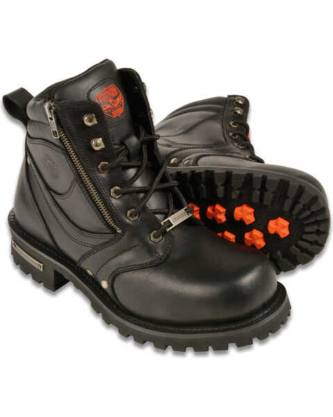 Image #1 - Milwaukee Leather Men's 6" Side Zipper Boots - Round Toe, Black, hi-res