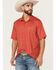 Image #1 - Ariat Men's 360 Airflow Printed Short Sleeve Button-Down Polo Shirt, Red, hi-res