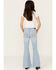 Image #3 - Shyanne Girls' Destructed Knee Flare Jeans, Light Wash, hi-res