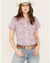 Image #1 - Rough Stock by Panhandle Women's Paisley Print Stretch Short Sleeve Western Pearl Snap Shirt, Multi, hi-res