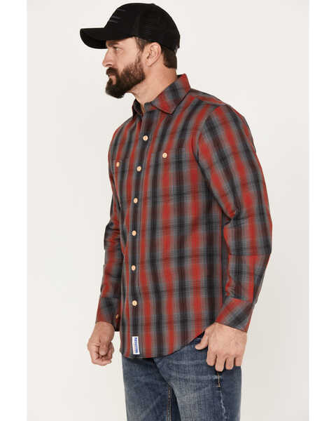 Image #2 - Resistol Men's Yuma Plaid Print Long Sleeve Button Down Western Shirt, Black/red, hi-res