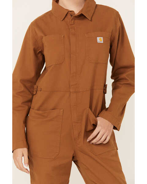 Image #3 - Carhartt Women's Rugged Flex® Relaxed Fit Canvas Coveralls , Tan, hi-res