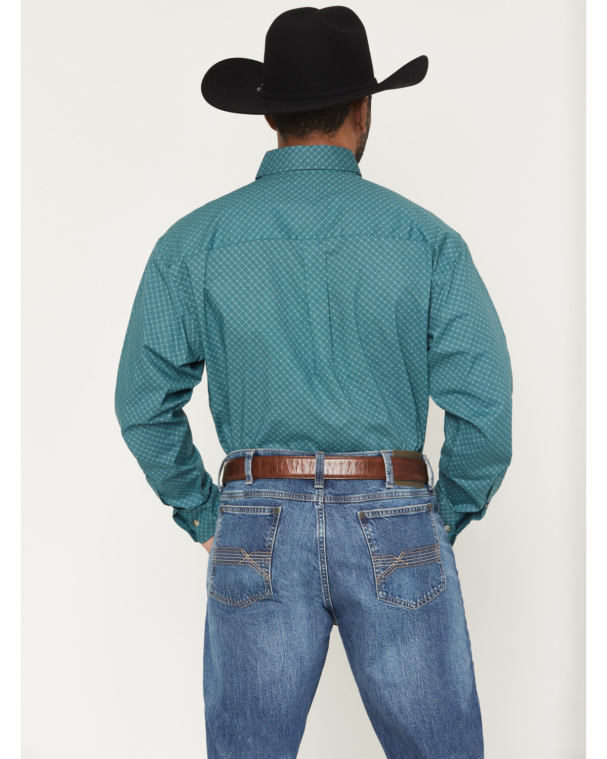 Image #4 - George Strait by Wrangler Men's Geo Print Long Sleeve Button-Down Stretch Western Shirt, Aqua, hi-res