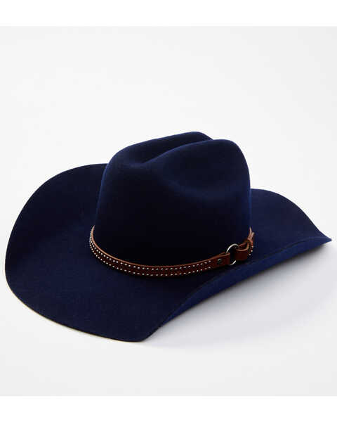 Shyanne Women's Cattleman Crease Wool Felt Western Hat, Blue, hi-res