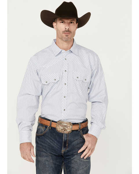 Image #1 - Resistol Men's Merritt Striped Print Long Sleeve Snap Western Shirt, White, hi-res
