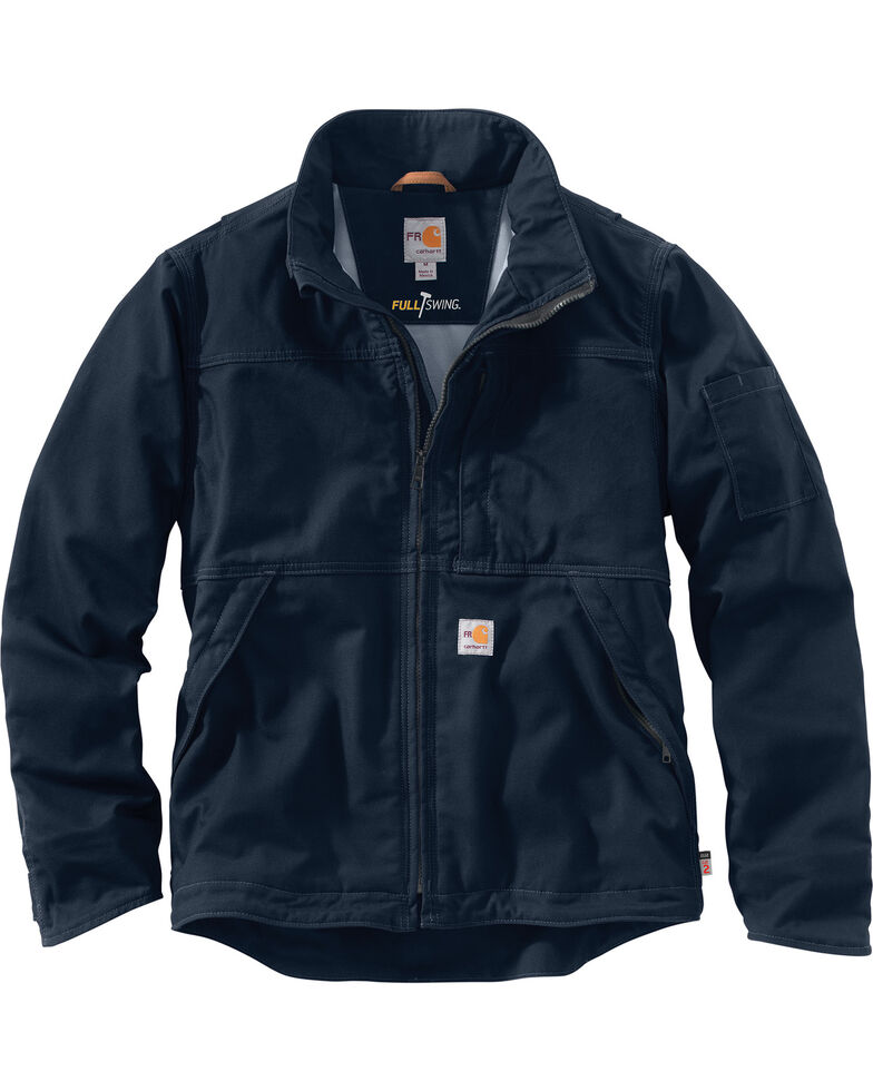 Carhartt Men's Flame-Resistant Full Swing Quick Duck Jacket , Navy, hi-res
