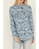 Image #3 - Wrangler Retro Women's Southwestern Print Long Sleeve Pearl Snap Denim Western Shirt, Blue, hi-res