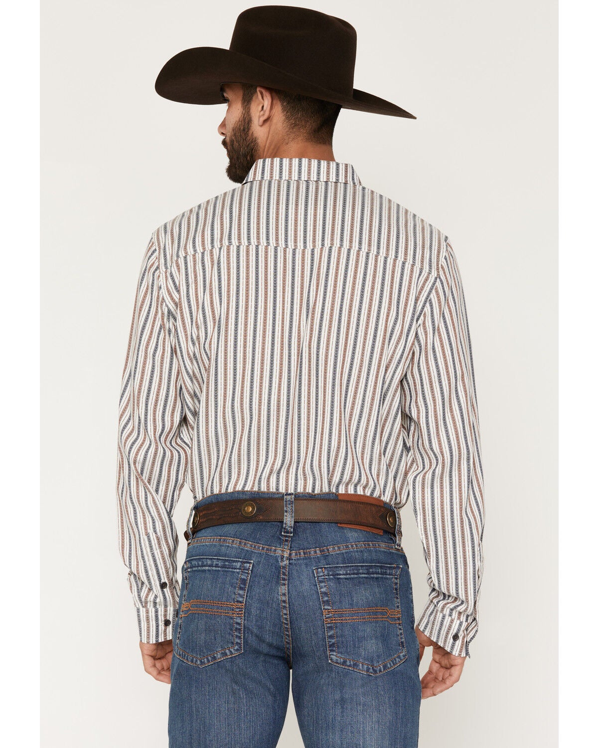 Image #4 - Gibson Trading Co Men's Stonestripe Vertical Striped Print Long Sleeve Button-Down Western Shirt, Natural, hi-res