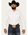 Image #1 - Ely Walker Men's Diamond Southwestern Print Long Sleeve Snap Western Shirt, White, hi-res