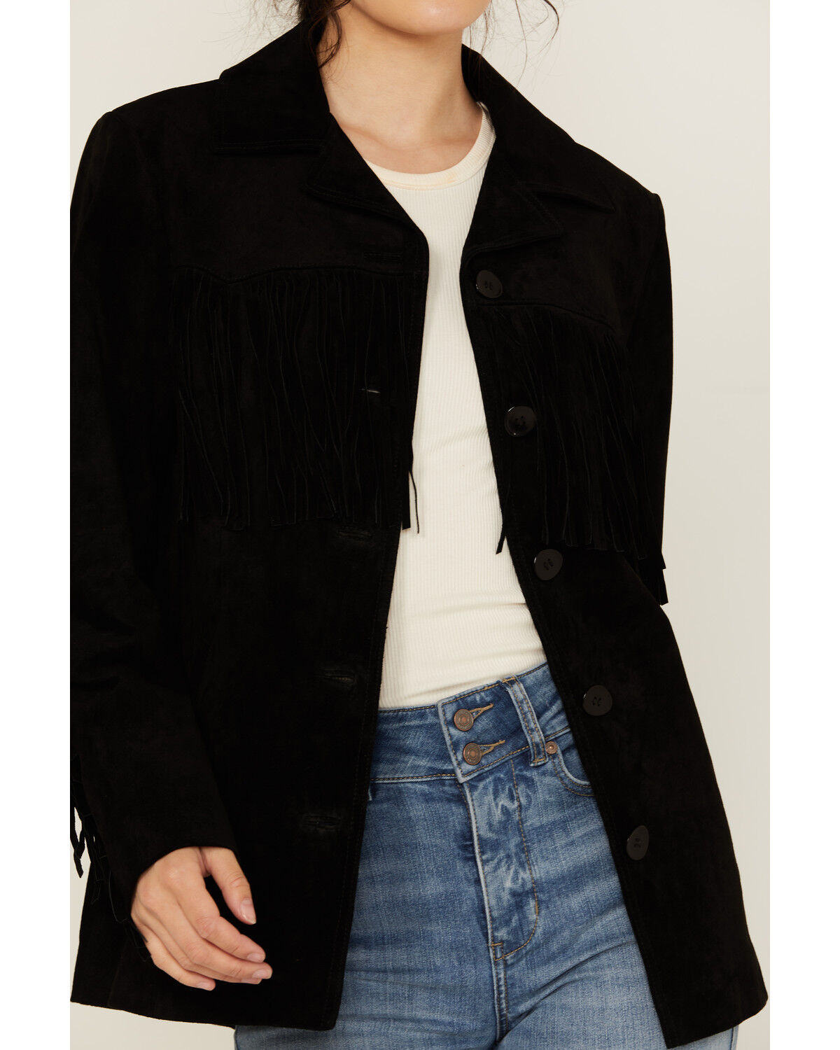 Image #3 - Scully Women's Solid Fringe Blazer, Black, hi-res