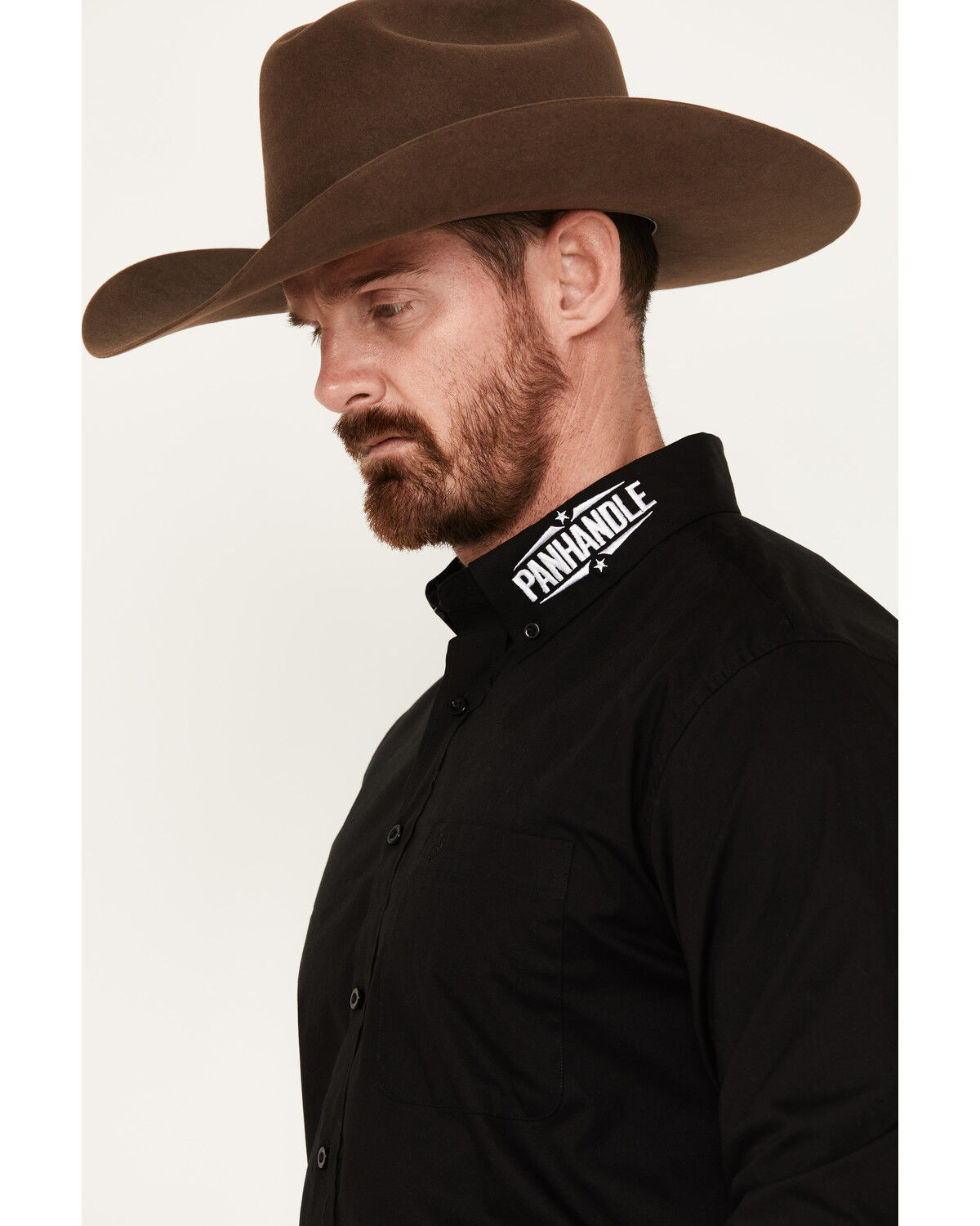 Image #3 - Panhandle Select Men's Solid Long Sleeve Button-Down Western Shirt, Maroon, hi-res