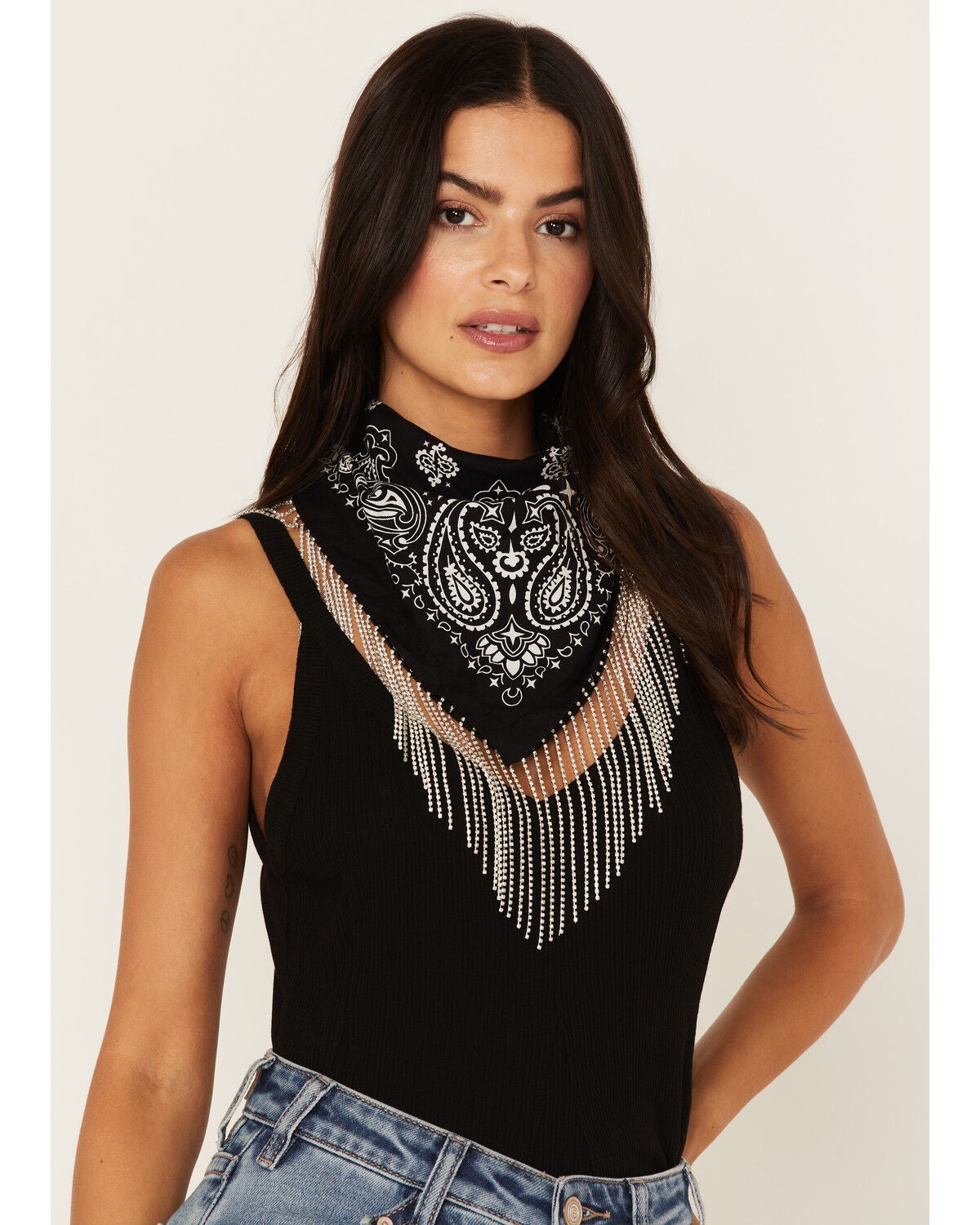 Idyllwind Women's Black Delray Bandana Necklace, Black, hi-res