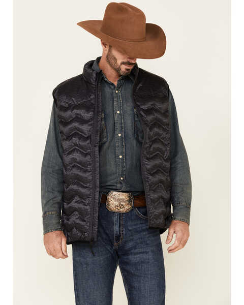 Cody James Core Men's Heather Charcoal Midnight Heat Sealed Zip-Front Puffer Vest, Charcoal, hi-res