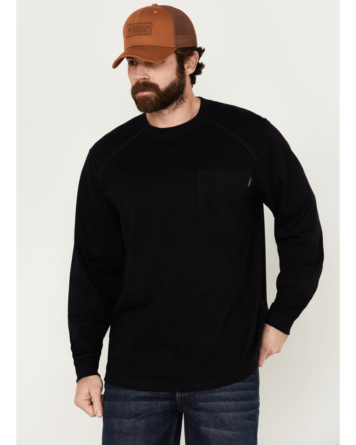 Image #1 - Hawx Men's FR Long Sleeve Pocket T-Shirt - Big, Navy, hi-res