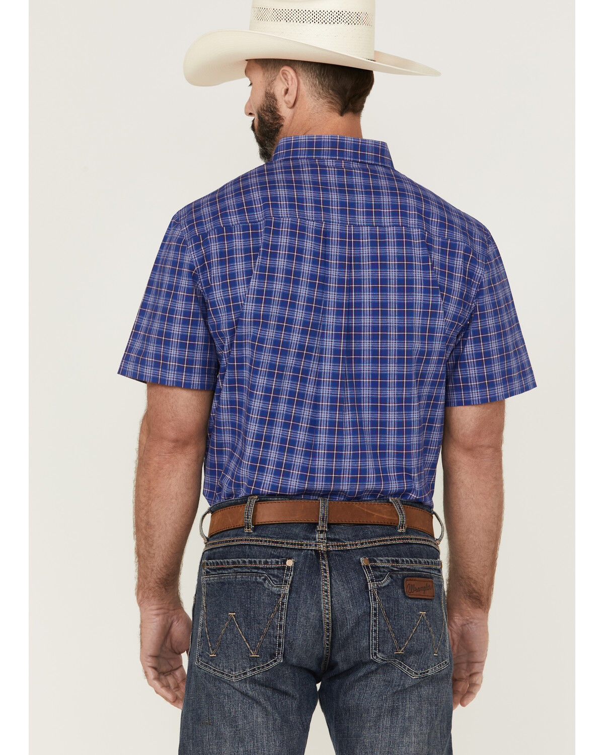 Image #4 - RANK 45® Men's Charge Small Plaid Print Button-Down Western Shirt, Blue, hi-res