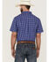 Image #4 - RANK 45® Men's Charge Small Plaid Print Button-Down Western Shirt , Blue, hi-res