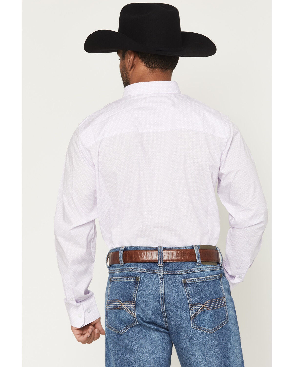 Image #4 - Wrangler X Cody Johnson Men's Geo Print Long Sleeve Button-Down Western Shirt, Light Purple, hi-res