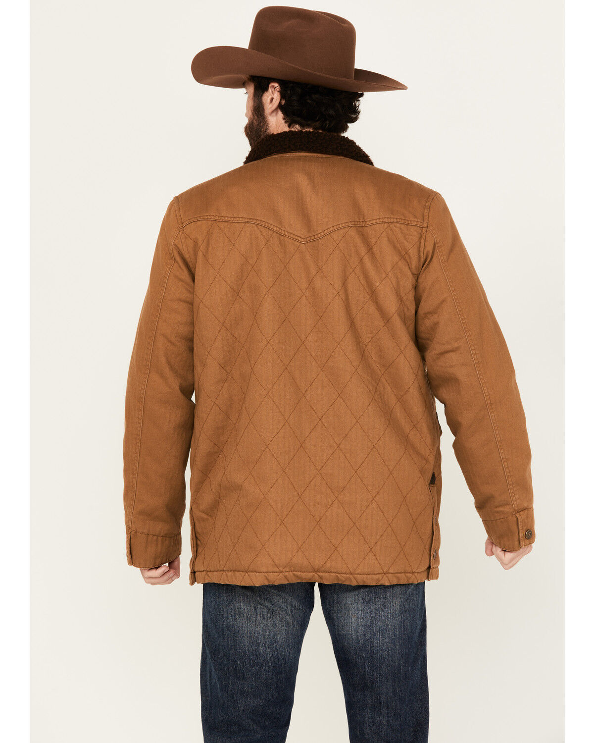 Image #5 - Blue Ranchwear Men's Ogden Flannel Lined Quilted Jacket, Camel, hi-res