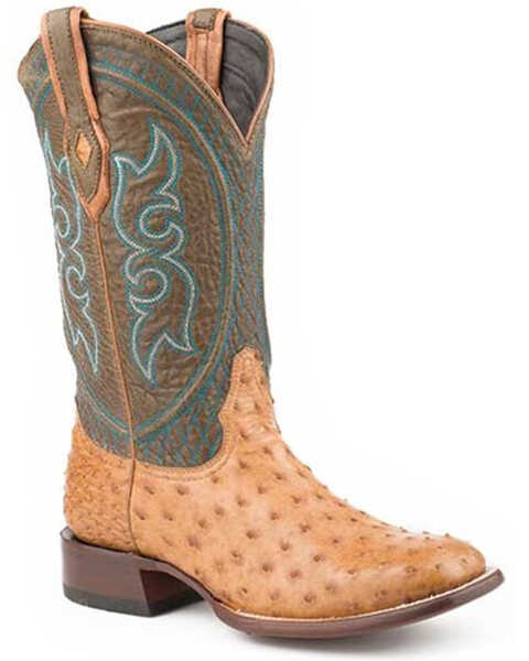 Image #1 - Stetson Men's Pablo Full-Quill Ostrich Exotic Western Boots - Square Toe , Green, hi-res