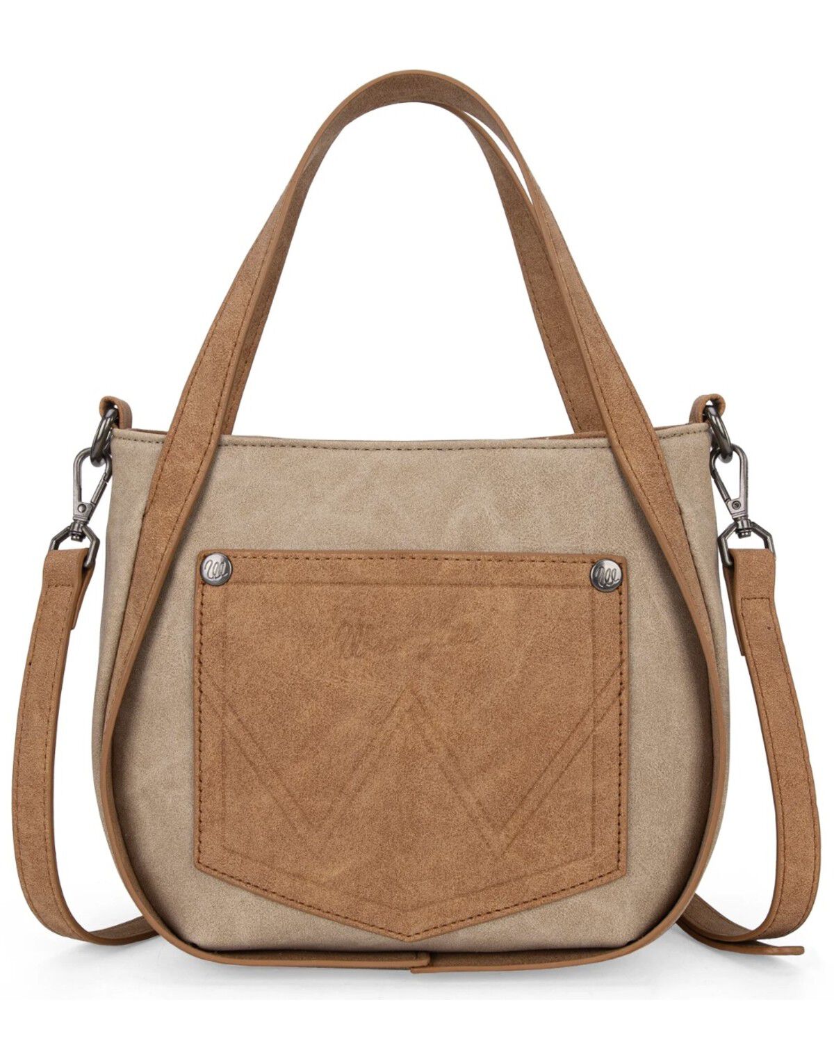 Image #2 - Wrangler Women's "W" Stitch Fringe Two Tone Crossbody, Tan, hi-res