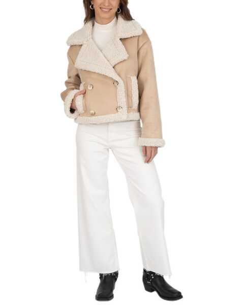 Image #1 - Frye Women's Faux Shearling Jacket , Sand, hi-res