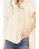 By Together Women's Lace Contrast Short Sleeve Knit Top, Cream, hi-res