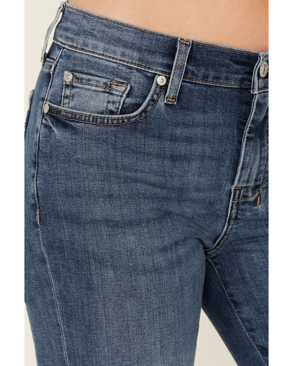 Image #4 - 7 For All Mankind Women's Dark Wash Mid Rise Marsh Tailorless Dojo Trouser Stretch Denim Jeans, Dark Wash, hi-res