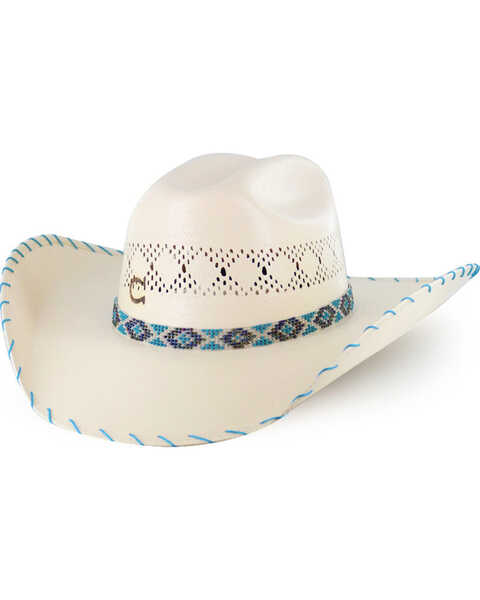 Charlie 1 Horse Girls' Straw Cowboy Hat, Natural, hi-res