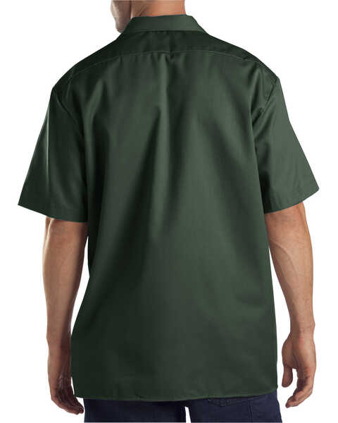 Image #2 - Dickies Men's Short Sleeve Twill Work Shirt - Big & Tall-Folded, Hunter Green, hi-res