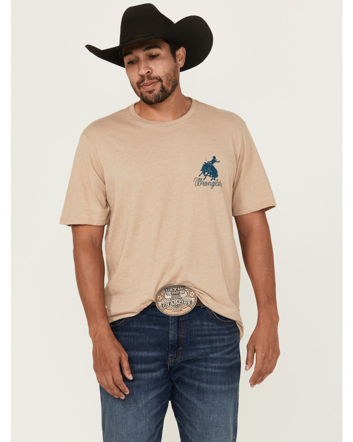 Image #1 - Wrangler Men's Vivian Los Vaqueros Short Sleeve Graphic T-Shirt, Tan, hi-res