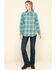 Image #6 - Ariat Women's Boot Barn Exclusive FR Savana Plaid Print Long Sleeve Work Shirt, Blue, hi-res