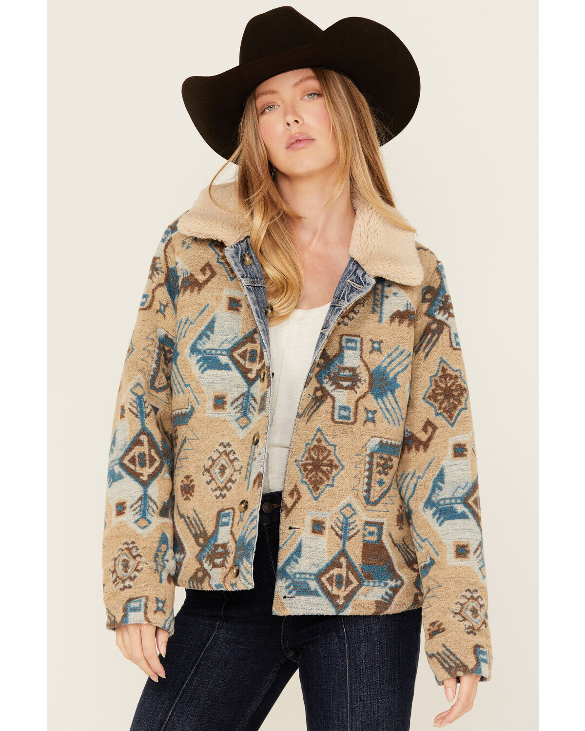 Image #2 - Idyllwind Women's Pony Up Reversible Denim Blanket Jacket, Light Wash, hi-res