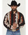 Image #1 - Wrangler Men's Checotah Southwestern Print Long Sleeve Snap Western Shirt - Tall, Black, hi-res
