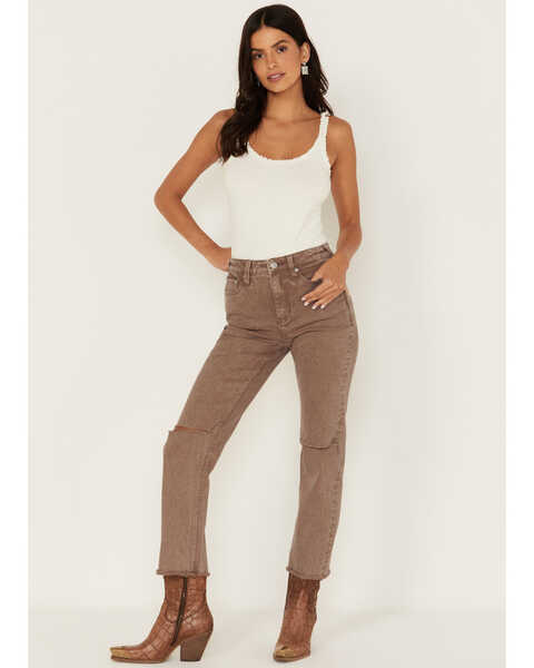 Image #1 - Cleo + Wolf Women's High Rise Ankle Straight Jeans, Taupe, hi-res