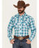 Image #1 - Wrangler Retro Men's Plaid Print Long Sleeve Snap Western Shirt, Turquoise, hi-res