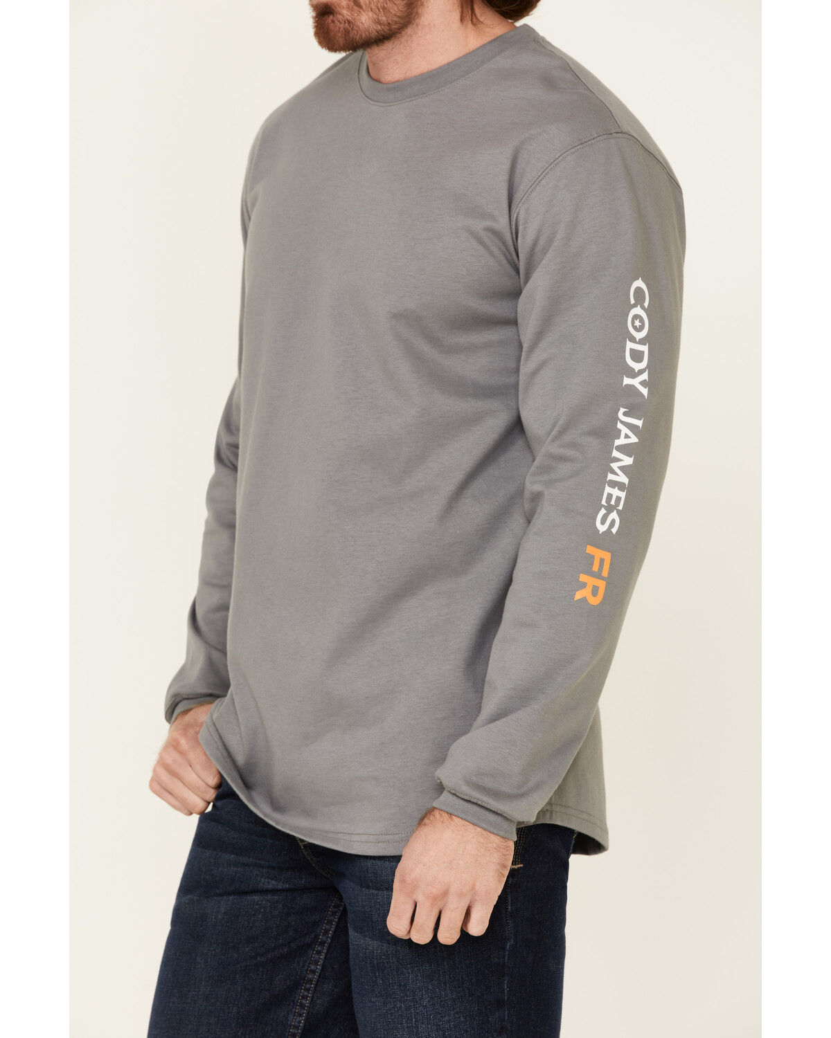 Image #3 - Cody James Men's FR Logo Long Sleeve Work T-Shirt, Light Grey, hi-res